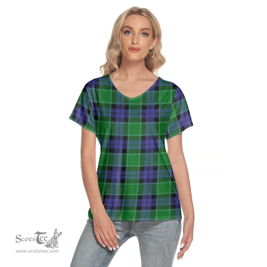 ScotsTee Shop Scottish Graham of Menteith Modern Clan Tartan Womens V Neck T Shirt