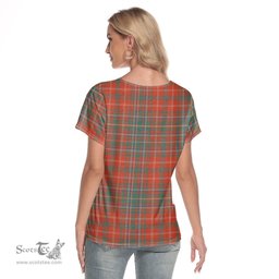 ScotsTee Shop Scottish MacDougall Ancient Clan Crest Tartan Womens V Neck T Shirt