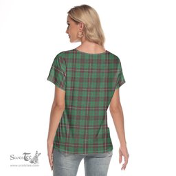 ScotsTee Shop Scottish MacKinnon Hunting Ancient Clan Tartan Womens V Neck T Shirt