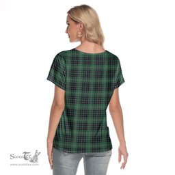 ScotsTee Shop Scottish MacAulay Hunting Ancient Clan Tartan Womens V Neck T Shirt