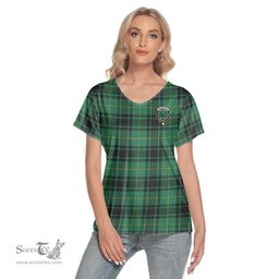 ScotsTee Shop Scottish MacArthur Ancient Clan Crest Tartan Womens V Neck T Shirt