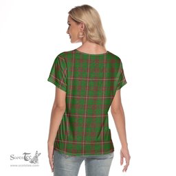 ScotsTee Shop Scottish MacKinnon Hunting Modern Clan Crest Tartan Womens V Neck T Shirt