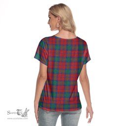 ScotsTee Shop Scottish Lindsay Modern Clan Crest Tartan Womens V Neck T Shirt