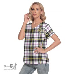 ScotsTee Shop Scottish MacPherson Dress Modern Clan Crest Tartan Womens V Neck T Shirt