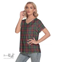 ScotsTee Shop Scottish MacKintosh Hunting Modern Clan Tartan Womens V Neck T Shirt