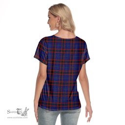 ScotsTee Shop Scottish Home Modern Clan Crest Tartan Womens V Neck T Shirt