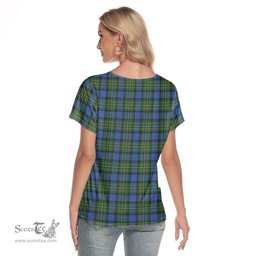 ScotsTee Shop Scottish MacLaren Ancient Clan Crest Tartan Womens V Neck T Shirt