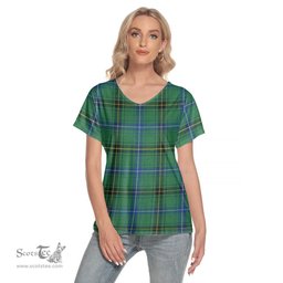 ScotsTee Shop Scottish Henderson Ancient Clan Tartan Womens V Neck T Shirt