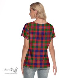 ScotsTee Shop Scottish MacIntyre Modern Clan Tartan Womens V Neck T Shirt