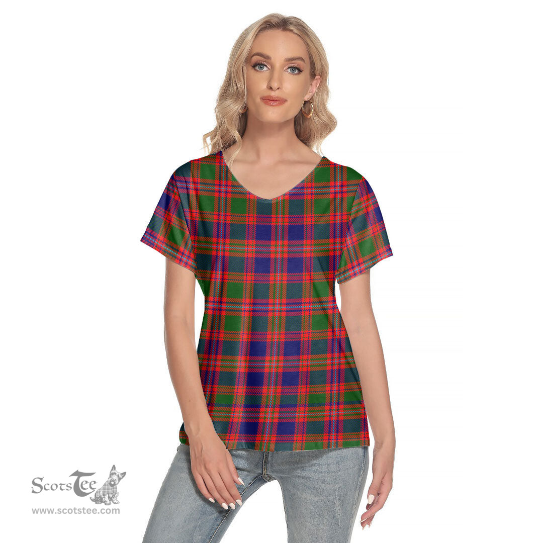 ScotsTee Shop Scottish MacIntyre Modern Clan Tartan Womens V Neck T Shirt