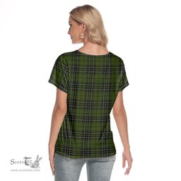 ScotsTee Shop Scottish MacLean Hunting Clan Tartan Womens V Neck T Shirt