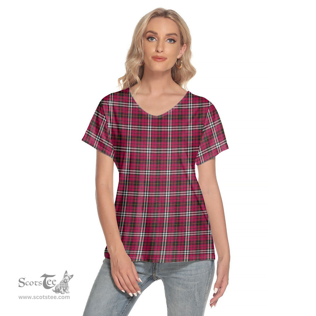 ScotsTee Shop Scottish Little Clan Tartan Womens V Neck T Shirt