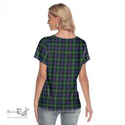 ScotsTee Shop Scottish MacKenzie Modern Clan Crest Tartan Womens V Neck T Shirt