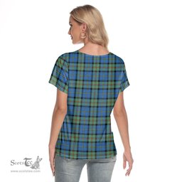 ScotsTee Shop Scottish MacLeod of Harris Ancient Clan Tartan Womens V Neck T Shirt