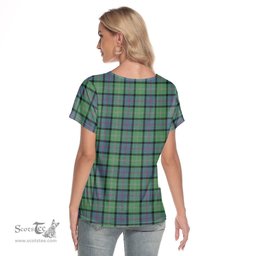 ScotsTee Shop Scottish MacThomas Ancient Clan Crest Tartan Womens V Neck T Shirt