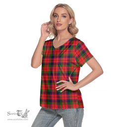 ScotsTee Shop Scottish MacNaughton Modern Clan Tartan Womens V Neck T Shirt