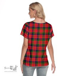 ScotsTee Shop Scottish MacNaughton Modern Clan Tartan Womens V Neck T Shirt