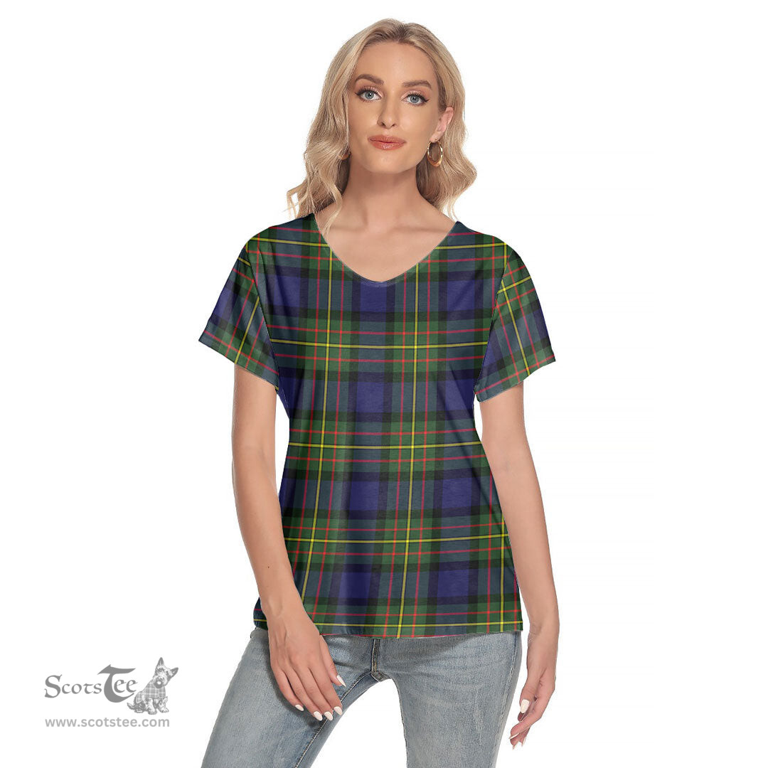 ScotsTee Shop Scottish MacLaren Modern Clan Tartan Womens V Neck T Shirt