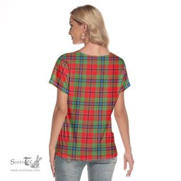 ScotsTee Shop Scottish MacLean of Duart Modern Clan Crest Tartan Womens V Neck T Shirt