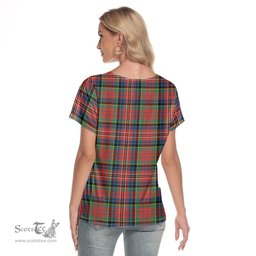 ScotsTee Shop Scottish MacPherson Ancient Clan Crest Tartan Womens V Neck T Shirt
