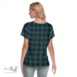 ScotsTee Shop Scottish Johnston Modern Clan Tartan Womens V Neck T Shirt
