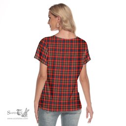 ScotsTee Shop Scottish Innes Modern Clan Crest Tartan Womens V Neck T Shirt