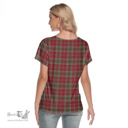 ScotsTee Shop Scottish Lindsay Weathered Clan Crest Tartan Womens V Neck T Shirt