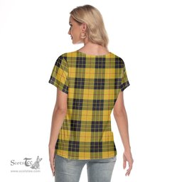 ScotsTee Shop Scottish MacLeod of Lewis Ancient Clan Tartan Womens V Neck T Shirt