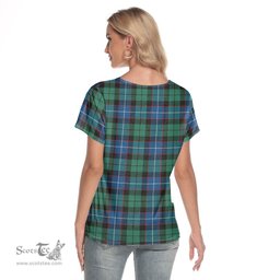 ScotsTee Shop Scottish Hunter Ancient Clan Tartan Womens V Neck T Shirt