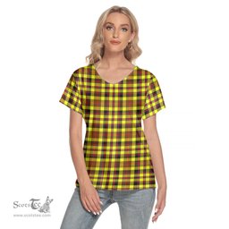 ScotsTee Shop Scottish Jardine Clan Tartan Womens V Neck T Shirt