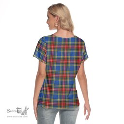 ScotsTee Shop Scottish MacBeth Modern Clan Tartan Womens V Neck T Shirt
