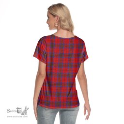 ScotsTee Shop Scottish Leslie Modern Clan Tartan Womens V Neck T Shirt