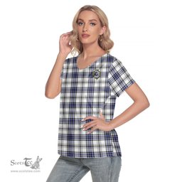 ScotsTee Shop Scottish Hannay Modern Clan Crest Tartan Womens V Neck T Shirt