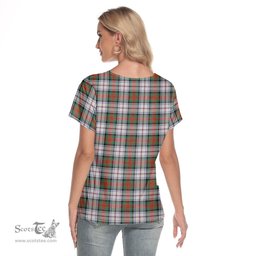 ScotsTee Shop Scottish MacDuff Dress Ancient Clan Tartan Womens V Neck T Shirt