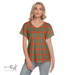 ScotsTee Shop Scottish MacGregor Ancient Clan Tartan Womens V Neck T Shirt