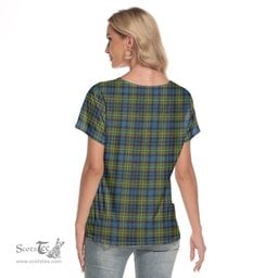 ScotsTee Shop Scottish MacLellan Ancient Clan Crest Tartan Womens V Neck T Shirt
