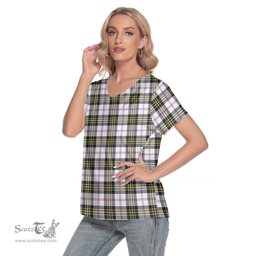 ScotsTee Shop Scottish MacPherson Dress Modern Clan Tartan Womens V Neck T Shirt