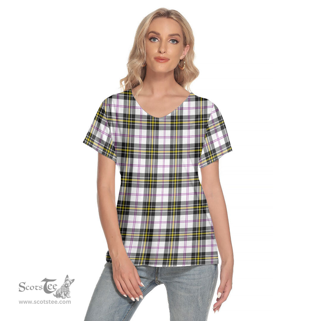 ScotsTee Shop Scottish MacPherson Dress Modern Clan Tartan Womens V Neck T Shirt