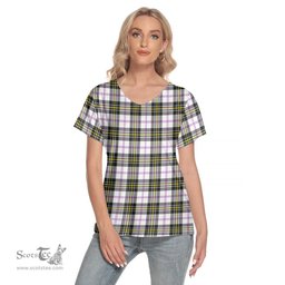 ScotsTee Shop Scottish MacPherson Dress Modern Clan Tartan Womens V Neck T Shirt