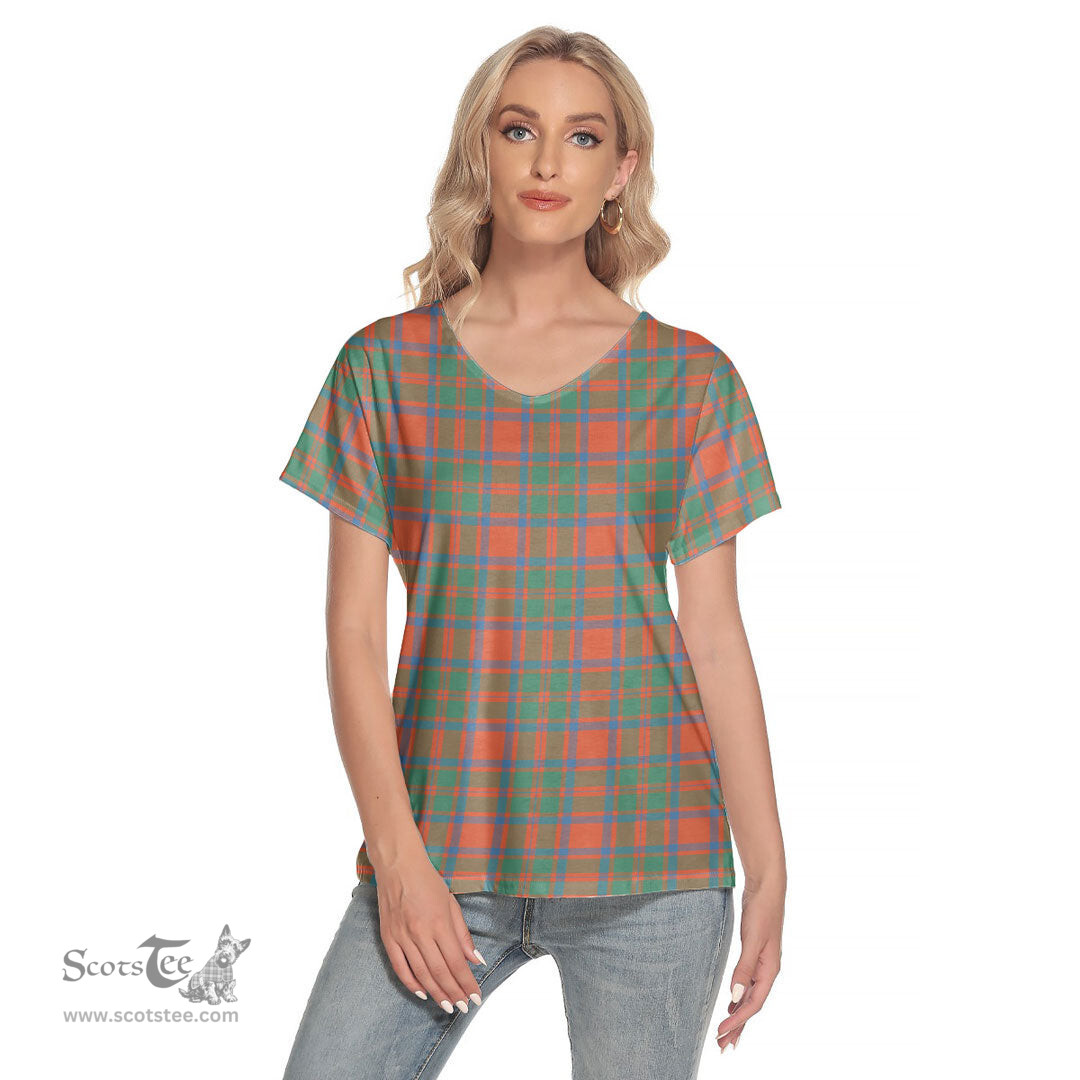 ScotsTee Shop Scottish MacKintosh Ancient Clan Tartan Womens V Neck T Shirt