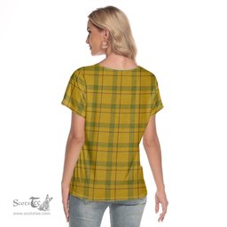 ScotsTee Shop Scottish Houston Clan Crest Tartan Womens V Neck T Shirt