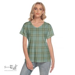 ScotsTee Shop Scottish Kelly Dress Clan Tartan Womens V Neck T Shirt