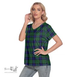 ScotsTee Shop Scottish MacCallum Modern Clan Tartan Womens V Neck T Shirt