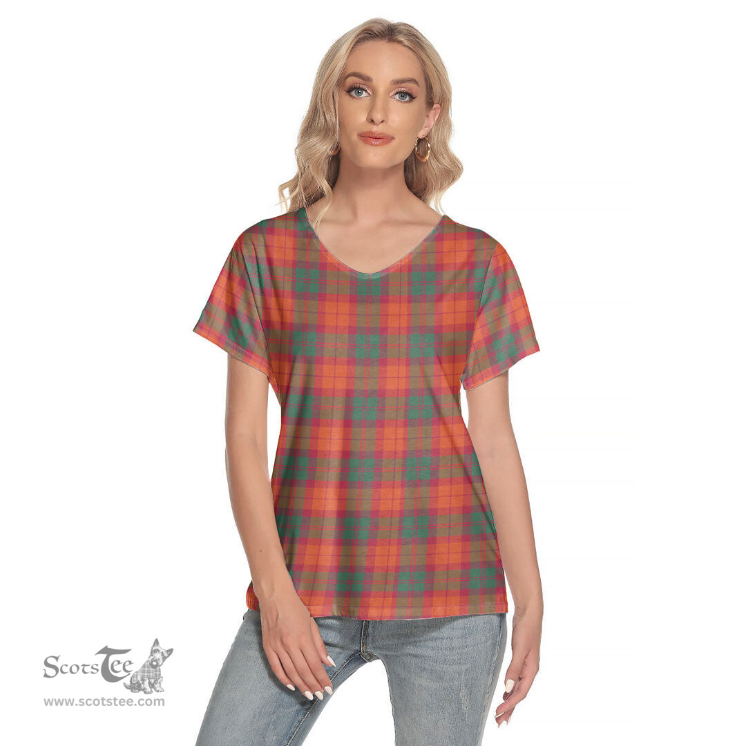 ScotsTee Shop Scottish MacNab Ancient Clan Tartan Womens V Neck T Shirt