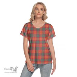 ScotsTee Shop Scottish MacNab Ancient Clan Tartan Womens V Neck T Shirt