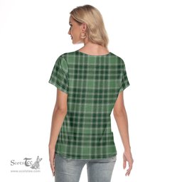 ScotsTee Shop Scottish MacDonald Lord of the Isles Hunting Clan Tartan Womens V Neck T Shirt
