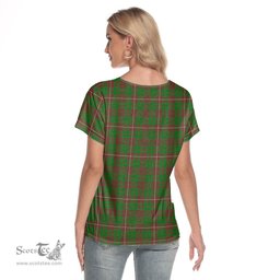 ScotsTee Shop Scottish MacKinnon Hunting Modern Clan Tartan Womens V Neck T Shirt