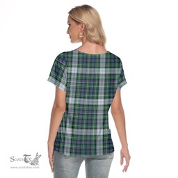 ScotsTee Shop Scottish MacKenzie Dress Ancient Clan Tartan Womens V Neck T Shirt