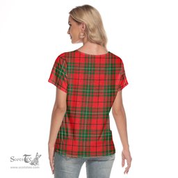 ScotsTee Shop Scottish MacAulay Modern Clan Crest Tartan Womens V Neck T Shirt