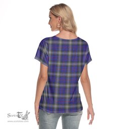 ScotsTee Shop Scottish Kinnaird Clan Tartan Womens V Neck T Shirt